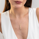 Personalized 3D Vertical Bar Necklace with 4-Side Engraving